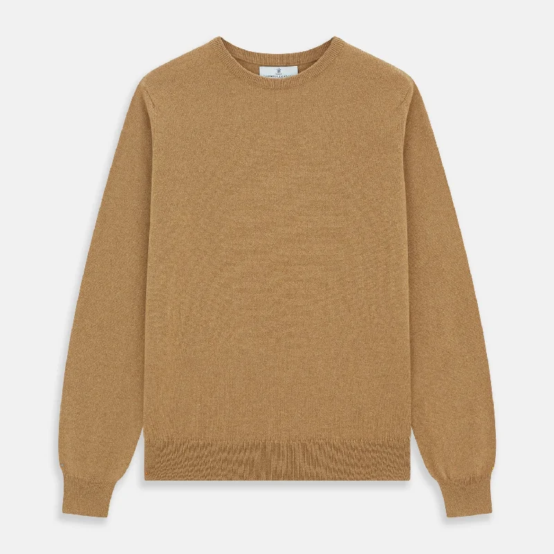 Camel Crew Neck Merino Wool Jumper