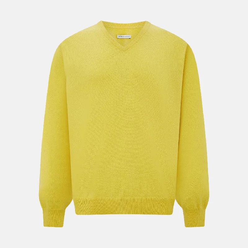 Canary Yellow Cashmere V-neck Jumper