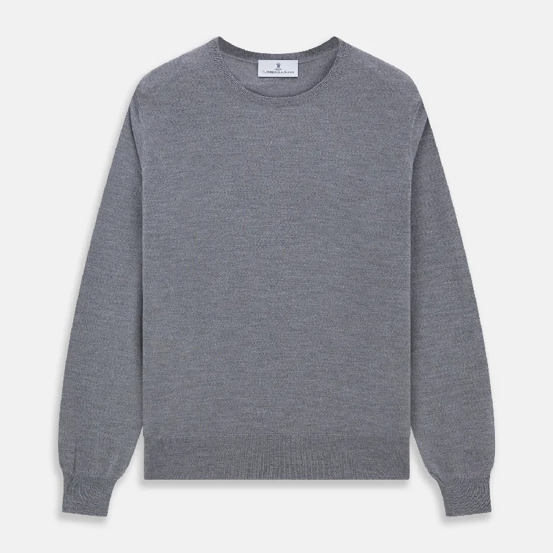 Grey Crew Neck Merino Wool Jumper