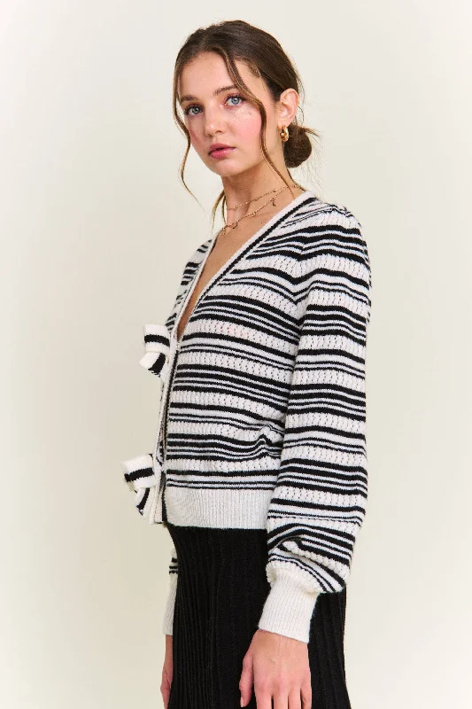 Blair Bow Cardigan - Black