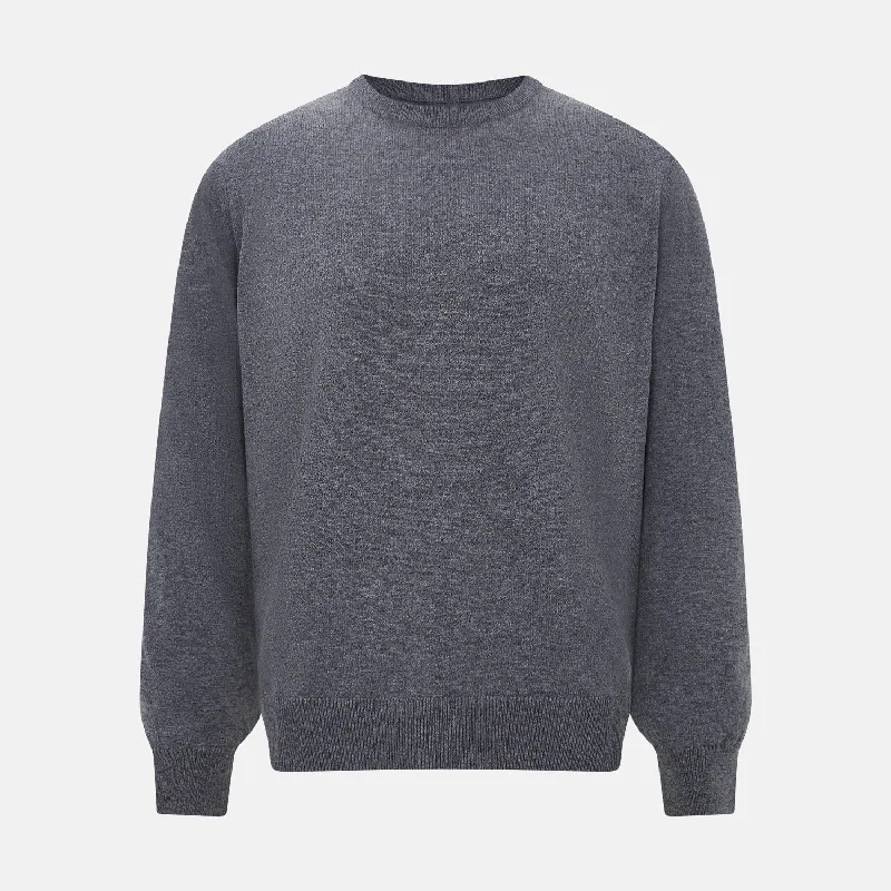 Melange Grey Crew Neck Cashmere Jumper