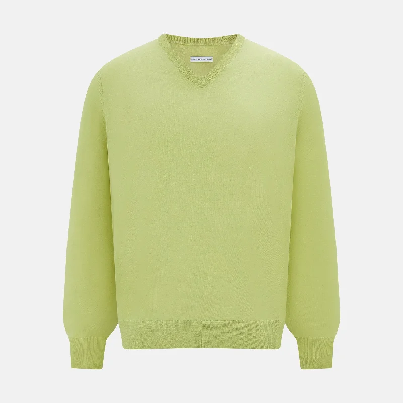 Melon Green Merino V-Neck Jumper