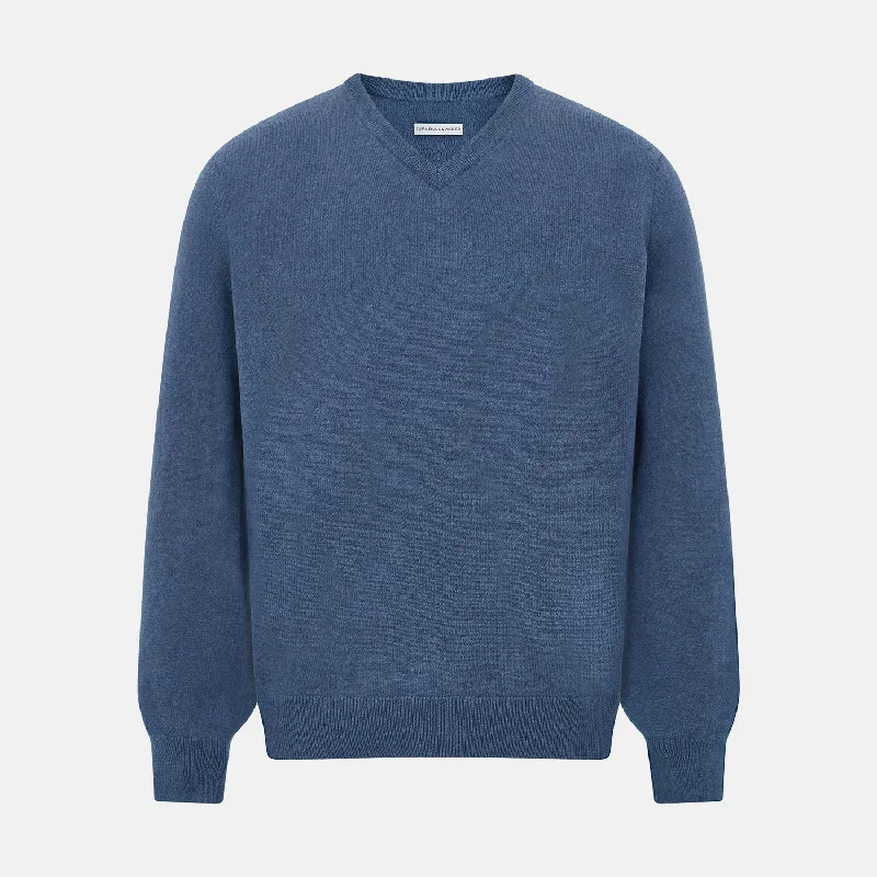 Pacific Blue Cashmere V-Neck Jumper