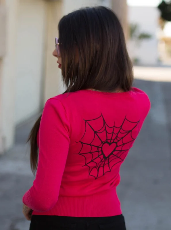 Pink Heart Web Cardigan