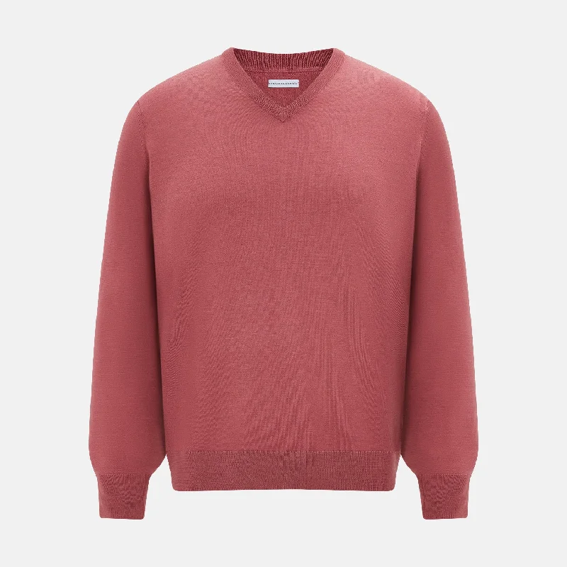 Antique Pink Merino V-Neck-Jumper