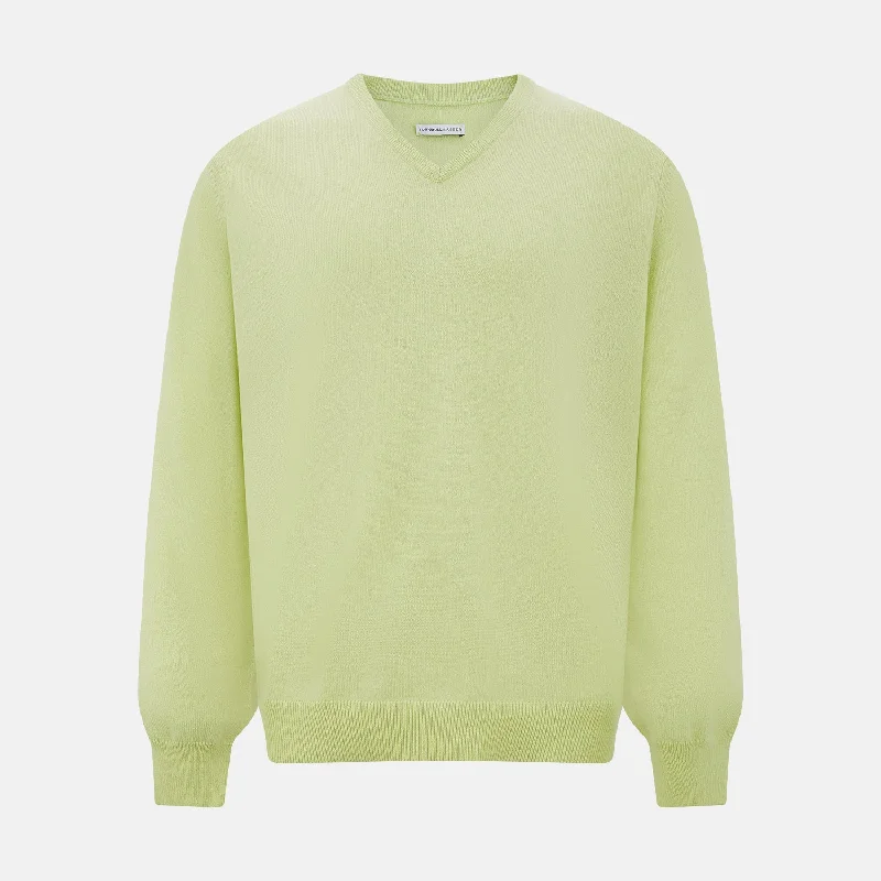 Pistachio Cashmere V-neck Jumper