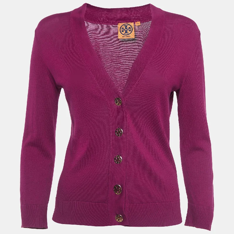 Tory Burch Purple Simone Cardigan