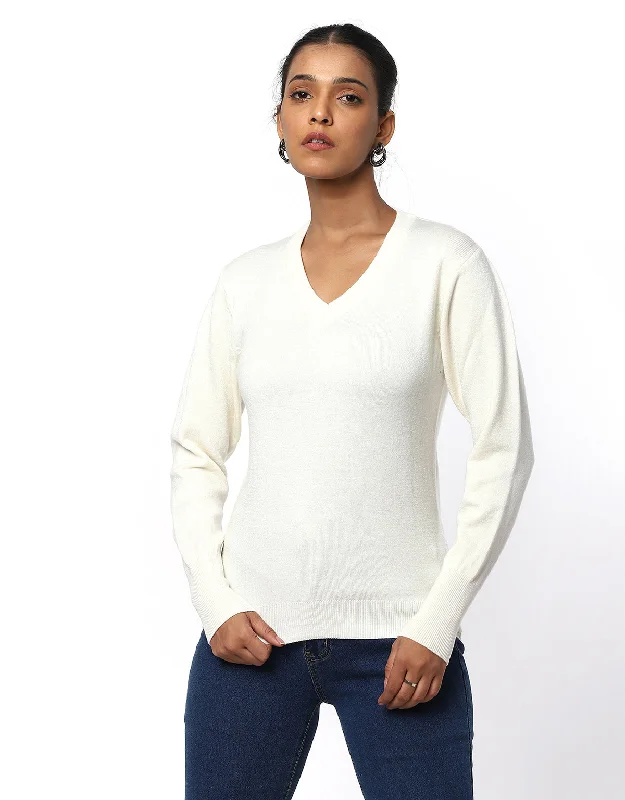 Women Woolen Warm V-Neck Skivvy