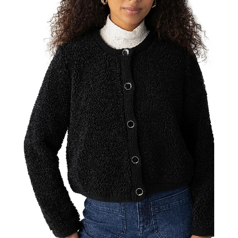 Womens Textured Button-Down Cardigan Sweater