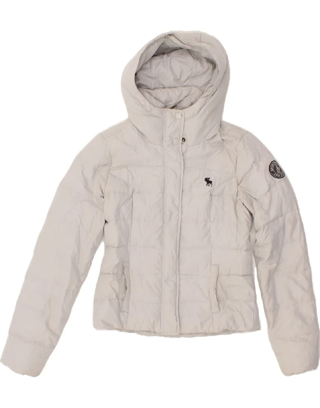 ABERCROMBIE & FITCH Womens Hooded Padded Jacket UK 12 Medium White