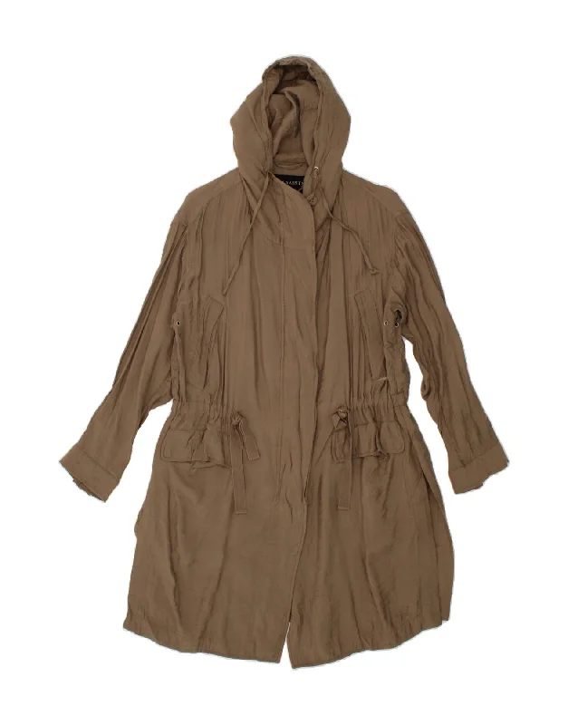 ALL SAINTS Womens Hooded Overcoat UK 10 Small Khaki Viscose