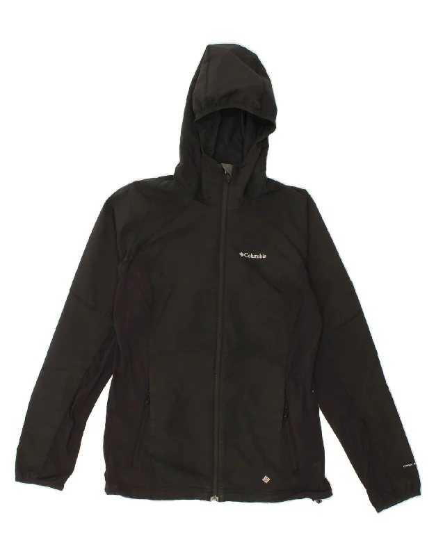 COLUMBIA Womens Hooded Rain Jacket UK 10 Small Black Polyester