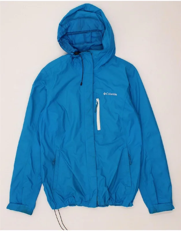 COLUMBIA Womens Hooded Rain Jacket UK 14 Medium  Blue Nylon