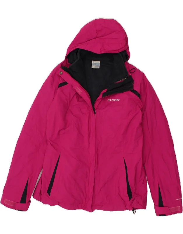 COLUMBIA Womens Hooded Windbreaker Jacket UK 18 XL Pink Polyester