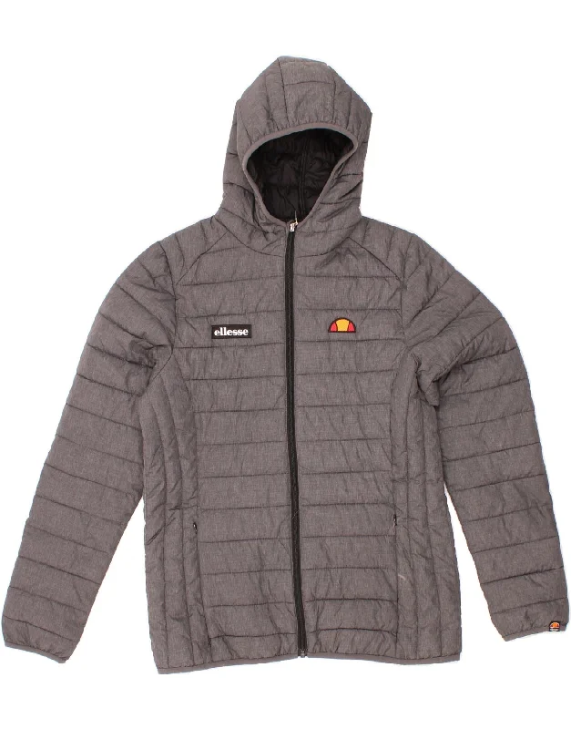 ELLESSE Womens Hooded Padded Jacket UK 14 Large Grey Polyamide