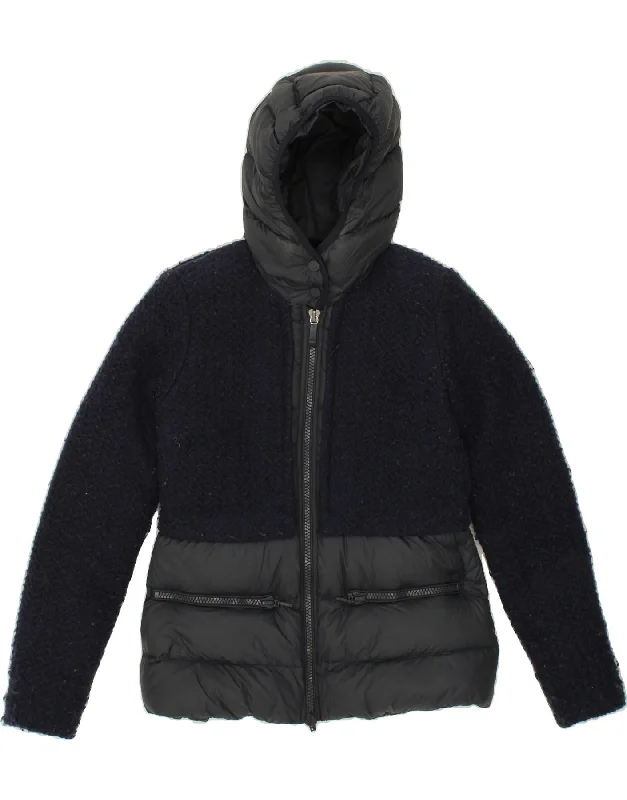 GEOX Womens Hooded Padded Jacket UK 8 Small Navy Blue