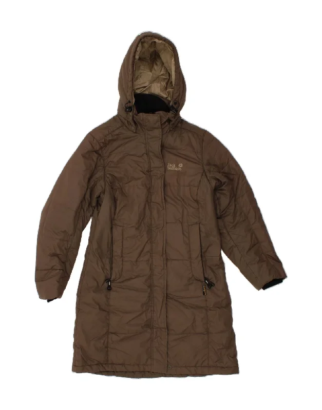 JACK WOLFSKIN Womens Hooded Windbreaker Coat UK 10 Small  Brown Polyester