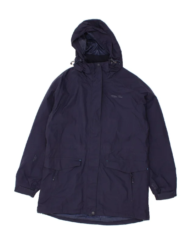 MOUNTAIN WAREHOUSE Womens Hooded Raincoat UK 16 Large Navy Blue Nylon