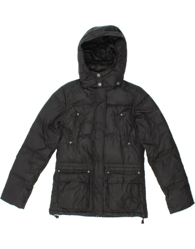 NORTH SAILS Womens Hooded Padded Jacket UK 14 Medium Black Nylon