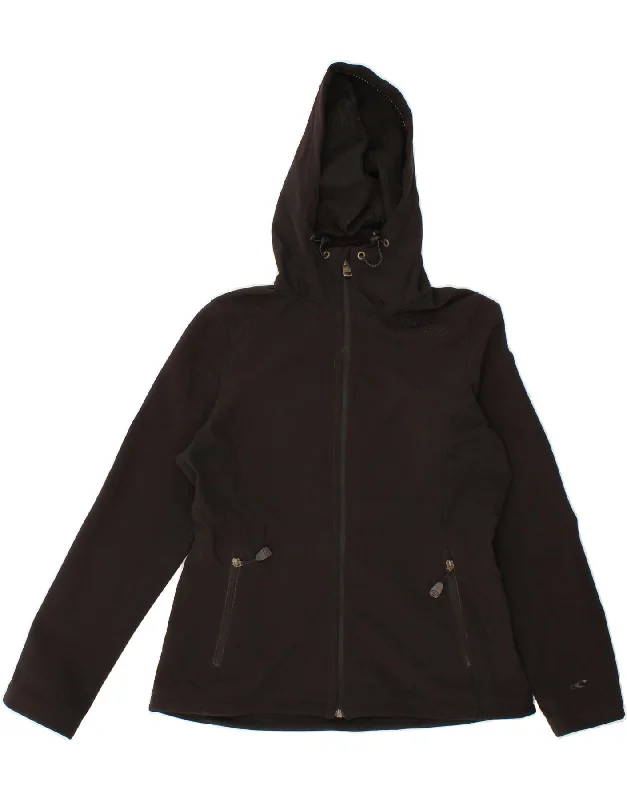 O'NEILL Womens Hooded Windbreaker Jacket UK 16 Large Black Polyester