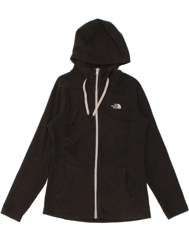 THE NORTH FACE Womens Hooded Fleece Jacket UK 10 Small Black Polyester