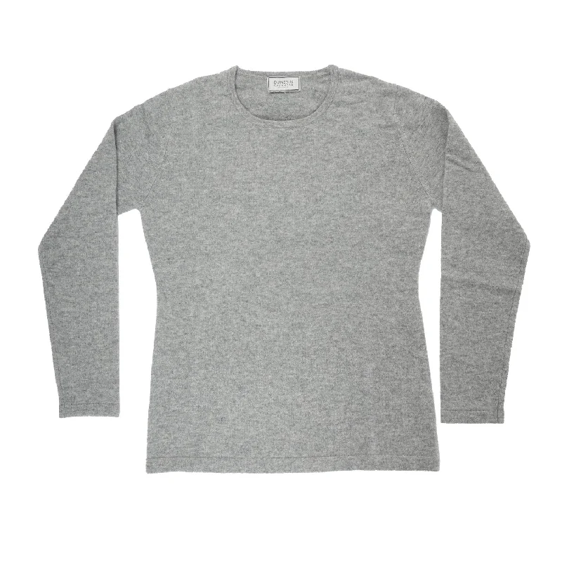 100% Cashmere Ladies Crew Neck Jumper Grey Mid