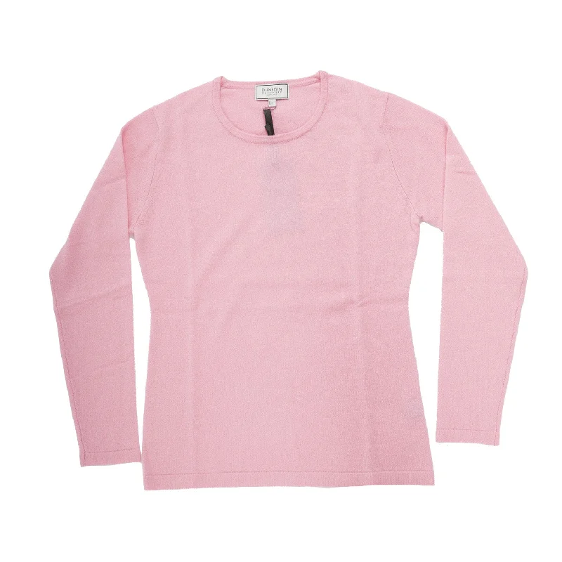 100% Cashmere Ladies Crew Neck Jumper Strawberry Pink