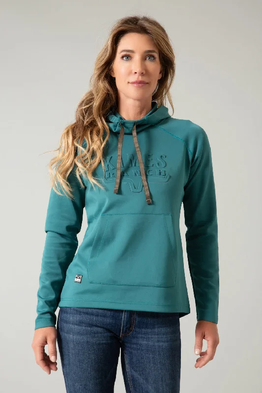 Kimes Ranch Womens Sedona Bossed Teal 100% Polyester Hoodie