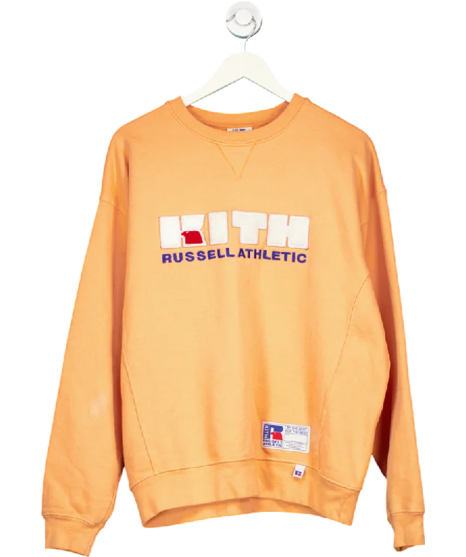 Kith x Russell Athletic Orange Varsity Logo Crewneck Sweatshirt UK S