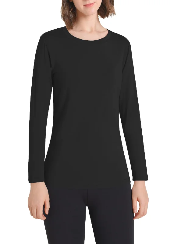 Women's Soft Long Sleeve Top Crew Neck Slim Fit Shirt