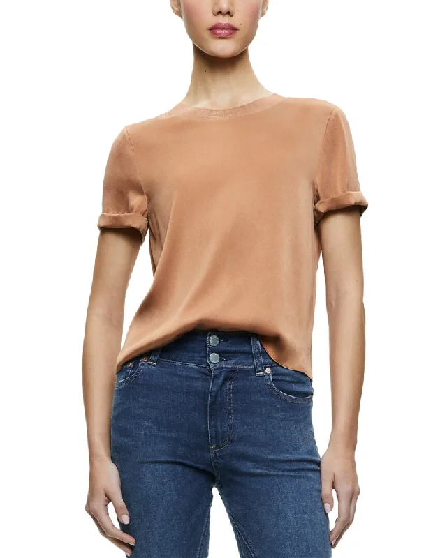 Alice + Olivia Braden Silk-Blend T-Shirt