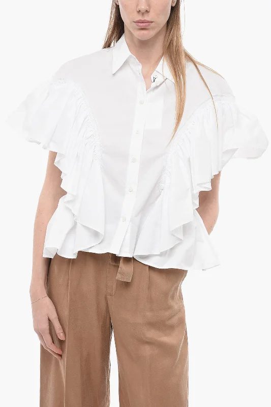 AZ Factory Cotton Shirt with Ruffled Sleeves and Bottom 36 Italian size