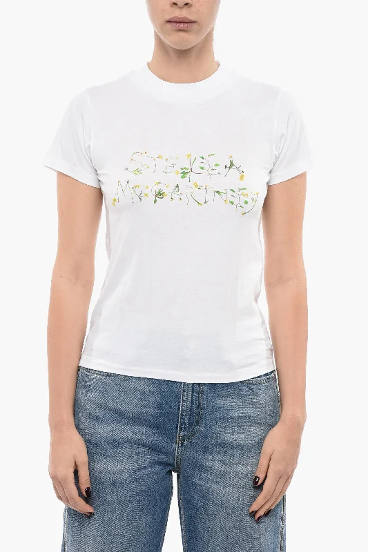 Stella McCartney Crew Neck THE DANDELION T-Shirt with Embroidered Logo 38 Italian size