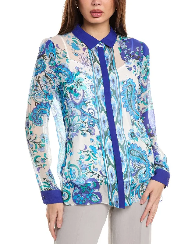 Elie Tahari Calypso Scarf Silk Shirt