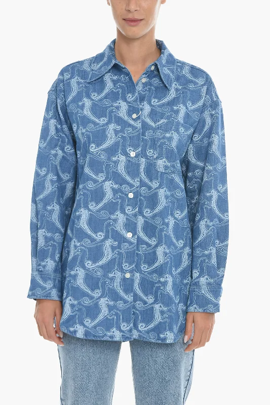 Samsoe Samsoe All-Over Seahorses Printed Denim EILISH Shirt M/L Free size