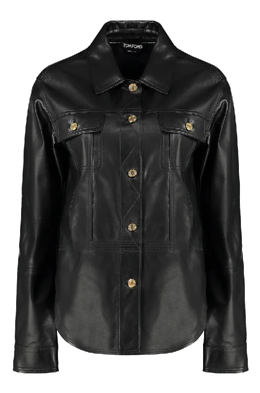 Tom Ford Womens Leather Overshirt In Black