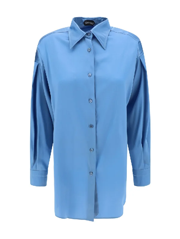 Tom Ford Womens Button Up Shirt In Blue