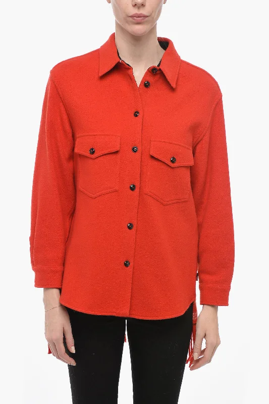 Woolrich Wool Blend Shirt with Fringed Detail S Standard size