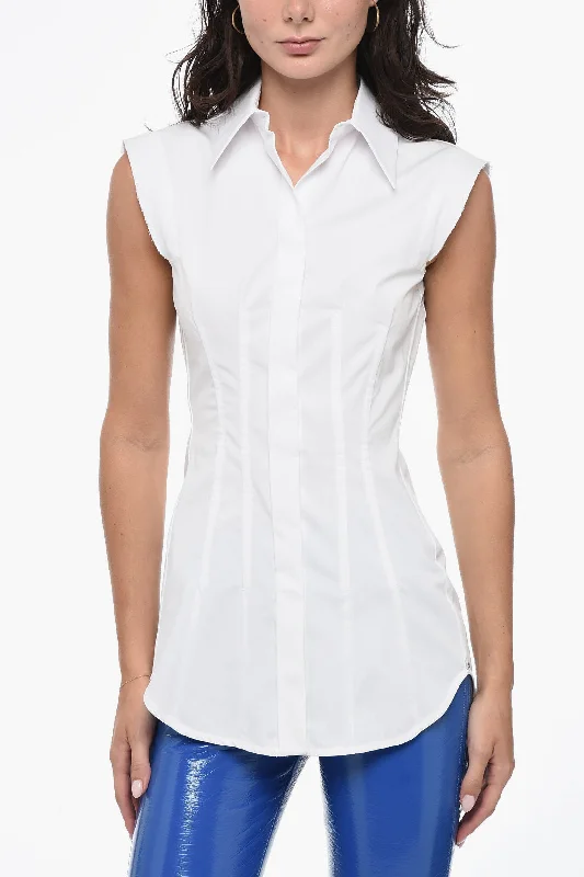 Sportmax Sleeveless GOLOSO Shirt with Raw-cut Details 38 Italian size