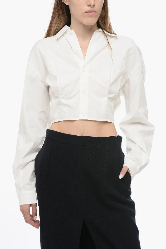 Ami Alexandre Mattiussi Cropped Cut-Out Shirt with Pleated Detail 40 Italian size