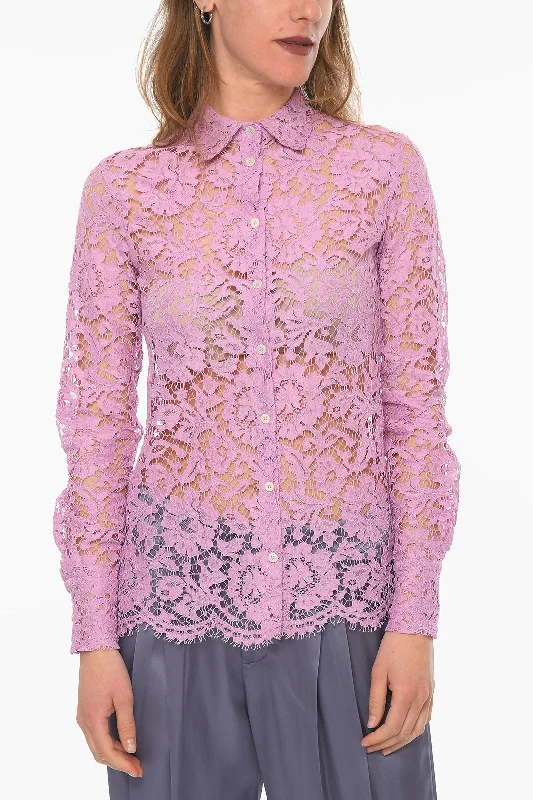 Super Blond Solid Color Lace Shirt 42 Italian size