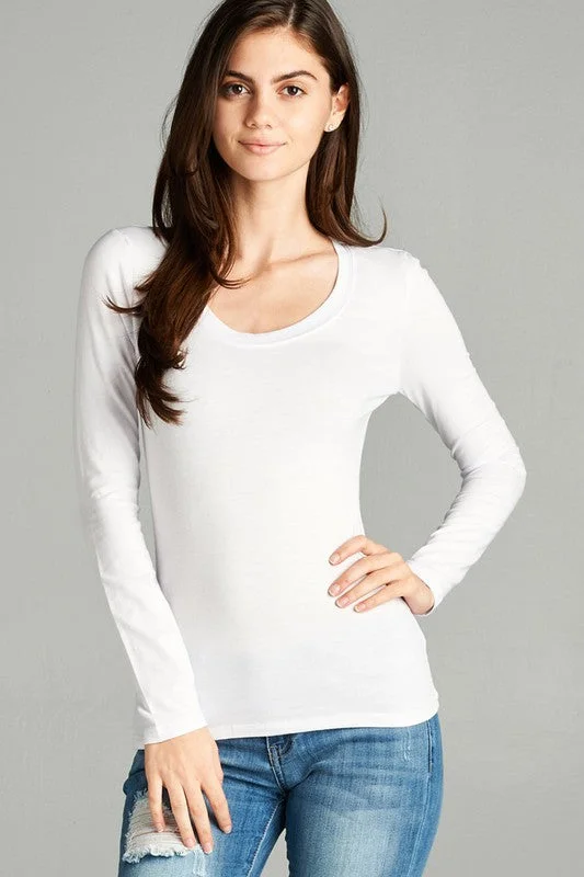 Active Basic Long Sleeve Basic T-Shirt Charcoal And White