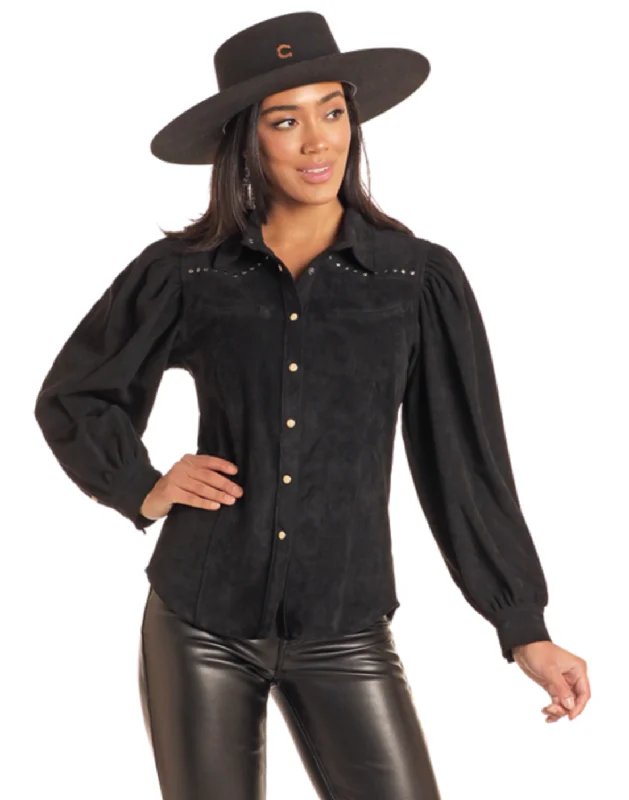 Panhandle Black Microsuede Snap Shirt